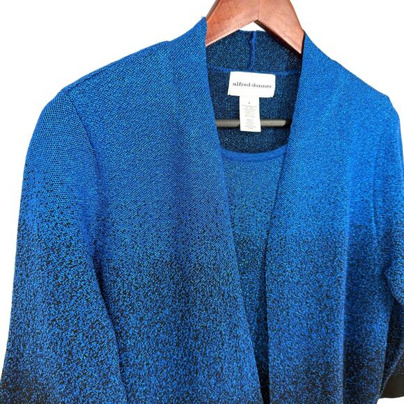 NEW NWT Alfred Dunner Sz Small Sparkly Metallic Blue Christmas Blouse Shirt Top - Picture 4 of 7